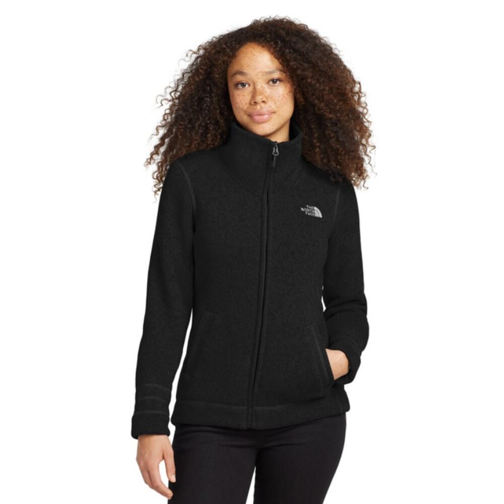 Women's Large The North Face Fleece Jacket Full Zip Black Warm Casual Outdoors